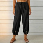 Women's Summer Relaxed Trousers with Pockets and Elasticated Waist
