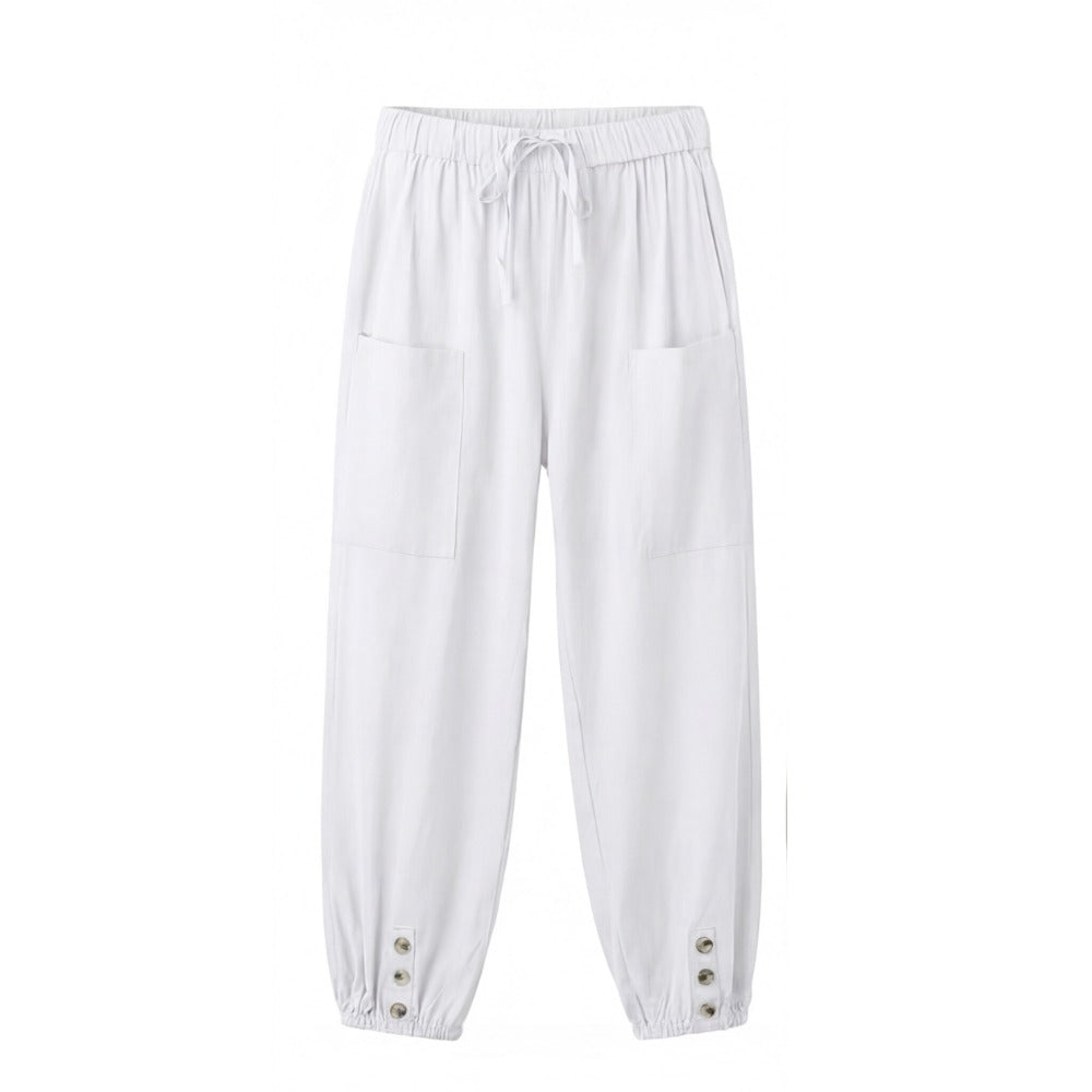 Women's Summer Relaxed Trousers with Pockets and Elasticated Waist