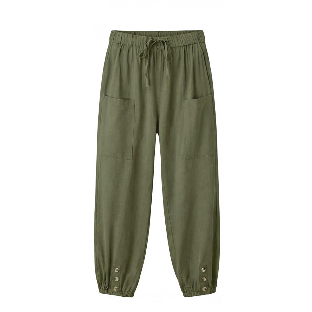 Women's Summer Relaxed Trousers with Pockets and Elasticated Waist