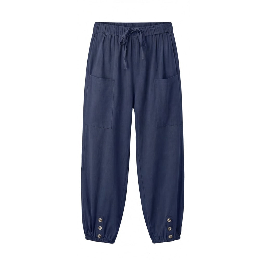 Women's Summer Relaxed Trousers with Pockets and Elasticated Waist