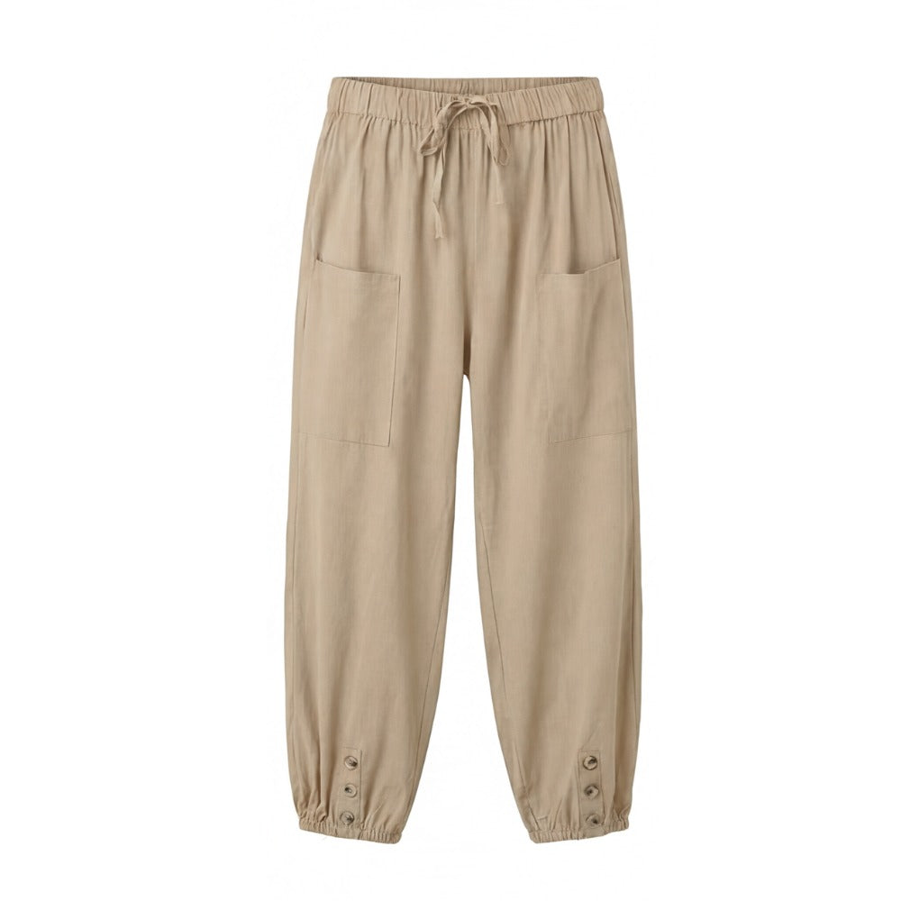Women's Summer Relaxed Trousers with Pockets and Elasticated Waist