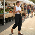 Women's Summer Relaxed Trousers with Pockets and Elasticated Waist
