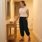 Women's Summer Relaxed Trousers with Pockets and Elasticated Waist