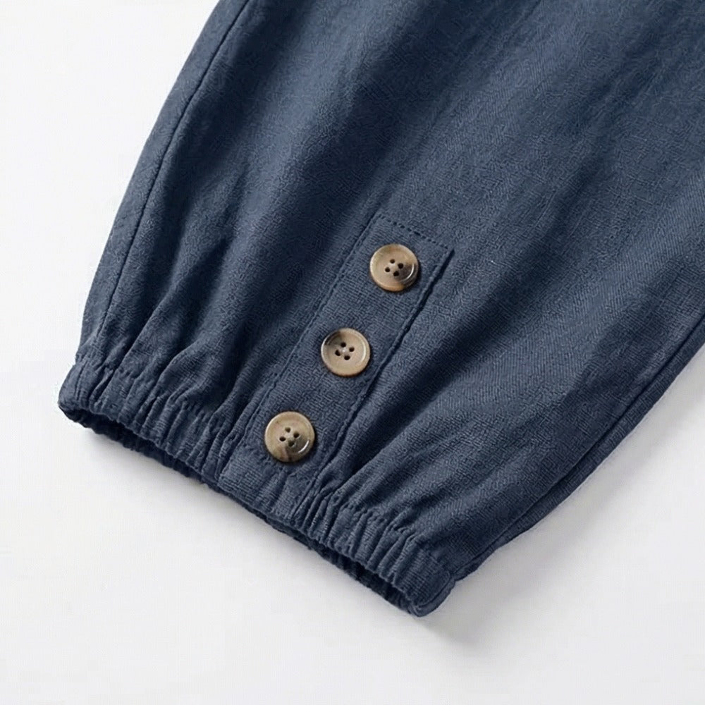 Women's Summer Relaxed Trousers with Pockets and Elasticated Waist
