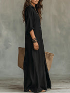 Women's Summer Shirt Maxi Dress with Button Front