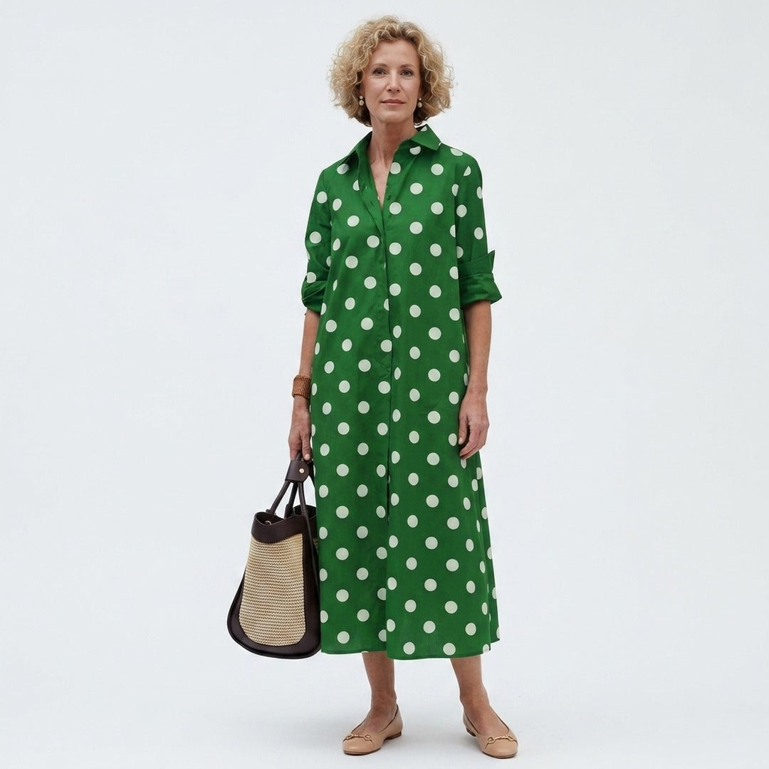 Women's Summer Shirt Midi Dress with Pockets