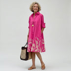 Women's Summer Shirt Midi Dress with Pockets