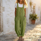 Women's Summer Wide Leg Jumpsuit with Adjustable Straps and Pockets