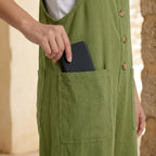 Women's Summer Wide Leg Jumpsuit with Adjustable Straps and Pockets