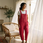 Women's Summer Wide Leg Jumpsuit with Adjustable Straps and Pockets