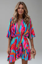Women's Summer Wrap Mini Dress with V-Neck