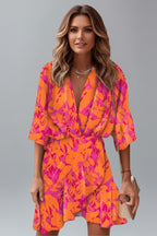 Women's Summer Wrap Mini Dress with V-Neck