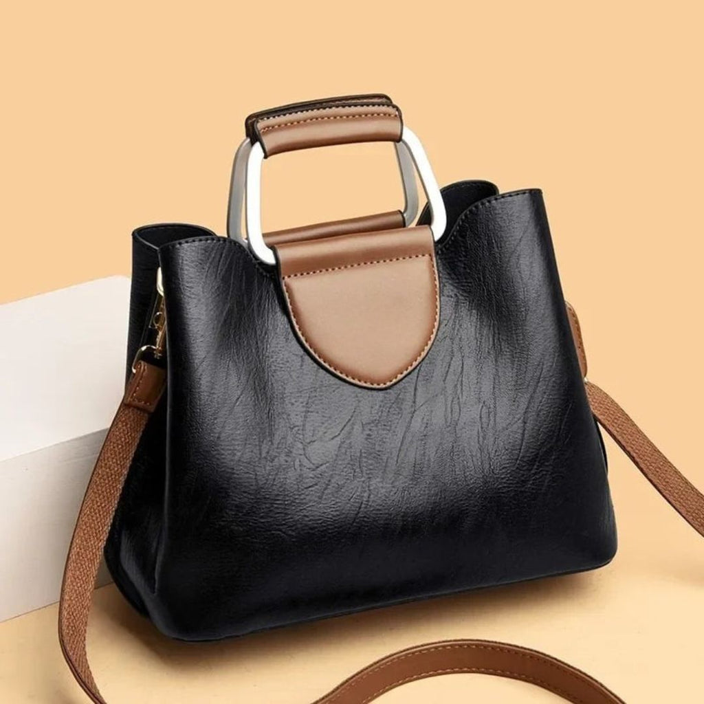 Women's Top Handle Tote Bag with Metal Handle and Detachable Crossbody Strap