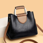 Women's Top Handle Tote Bag with Metal Handle and Detachable Crossbody Strap