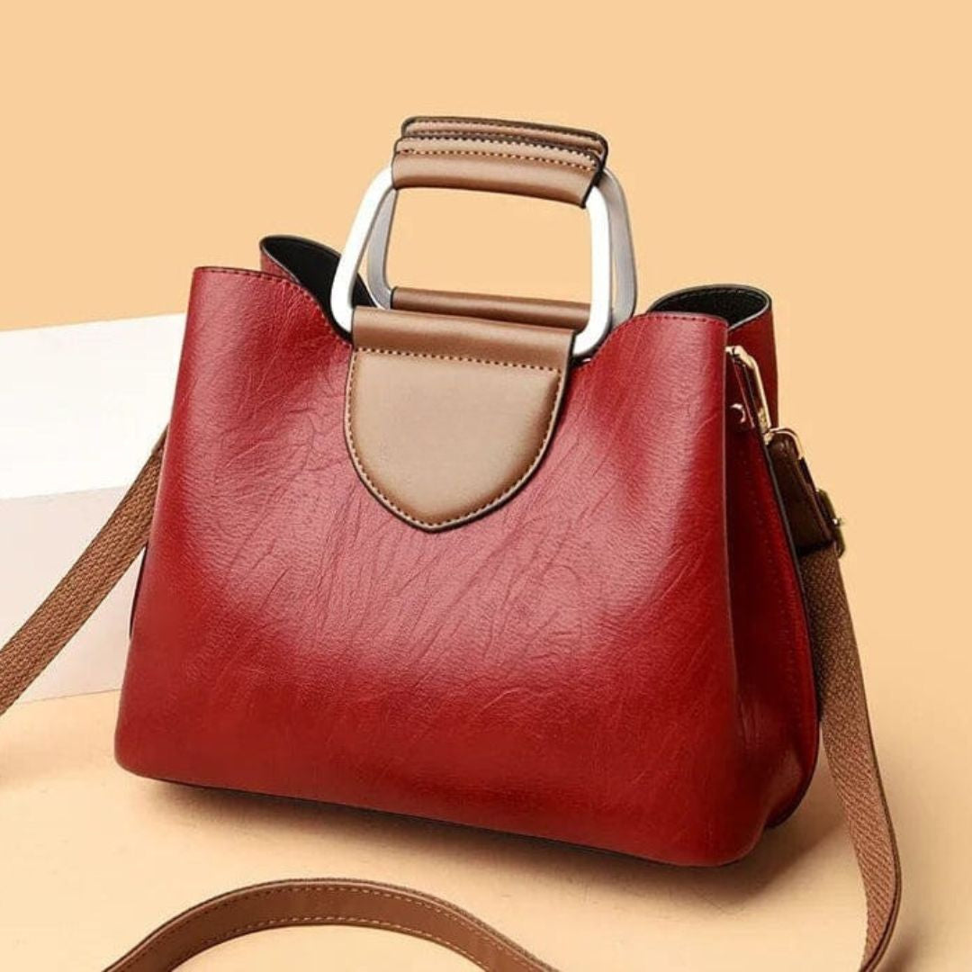 Women's Top Handle Tote Bag with Metal Handle and Detachable Crossbody Strap