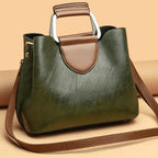 Women's Top Handle Tote Bag with Metal Handle and Detachable Crossbody Strap