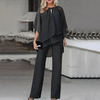 Women's Two Piece Co-Ord Trouser Set with Blouse and Wide Leg