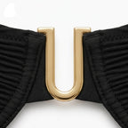 Women's Two Piece High Waisted Bikini Set with Gold Hardware Detail