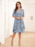 Women's Wedding Guest Elegant Midi Dress with 3/4 Sleeves