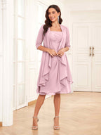 Women's Wedding Guest Elegant Midi Dress with 3/4 Sleeves