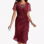 Women's Wedding Guest Evening Dress with Twist Knot Detail