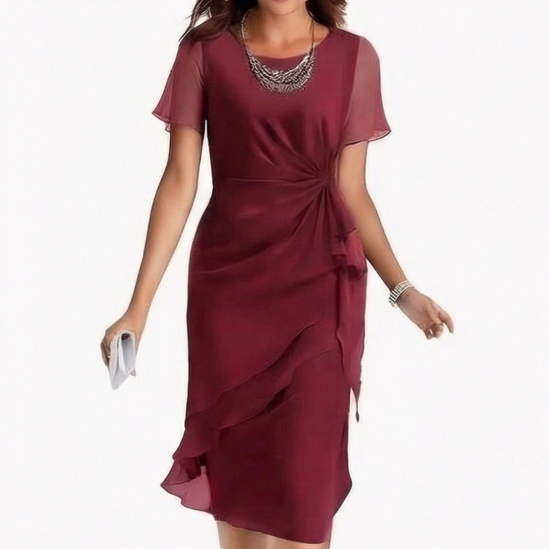 Women's Wedding Guest Evening Dress with Twist Knot Detail
