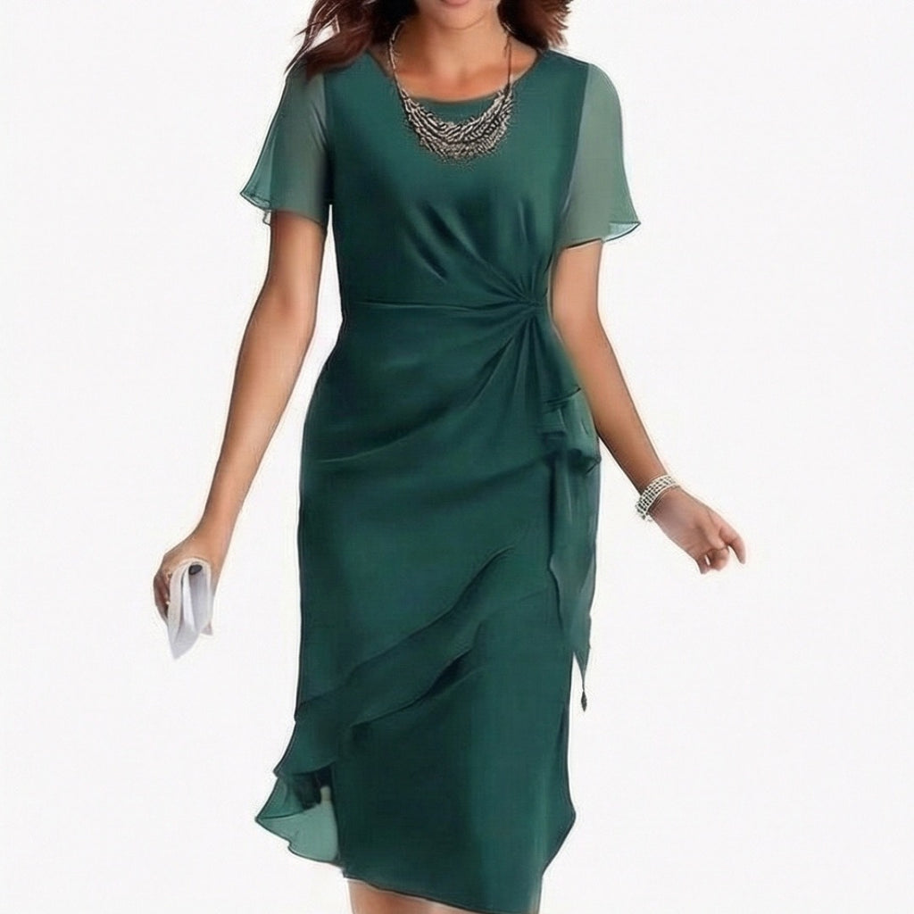 Women's Wedding Guest Evening Dress with Twist Knot Detail