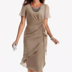 Women's Wedding Guest Evening Dress with Twist Knot Detail