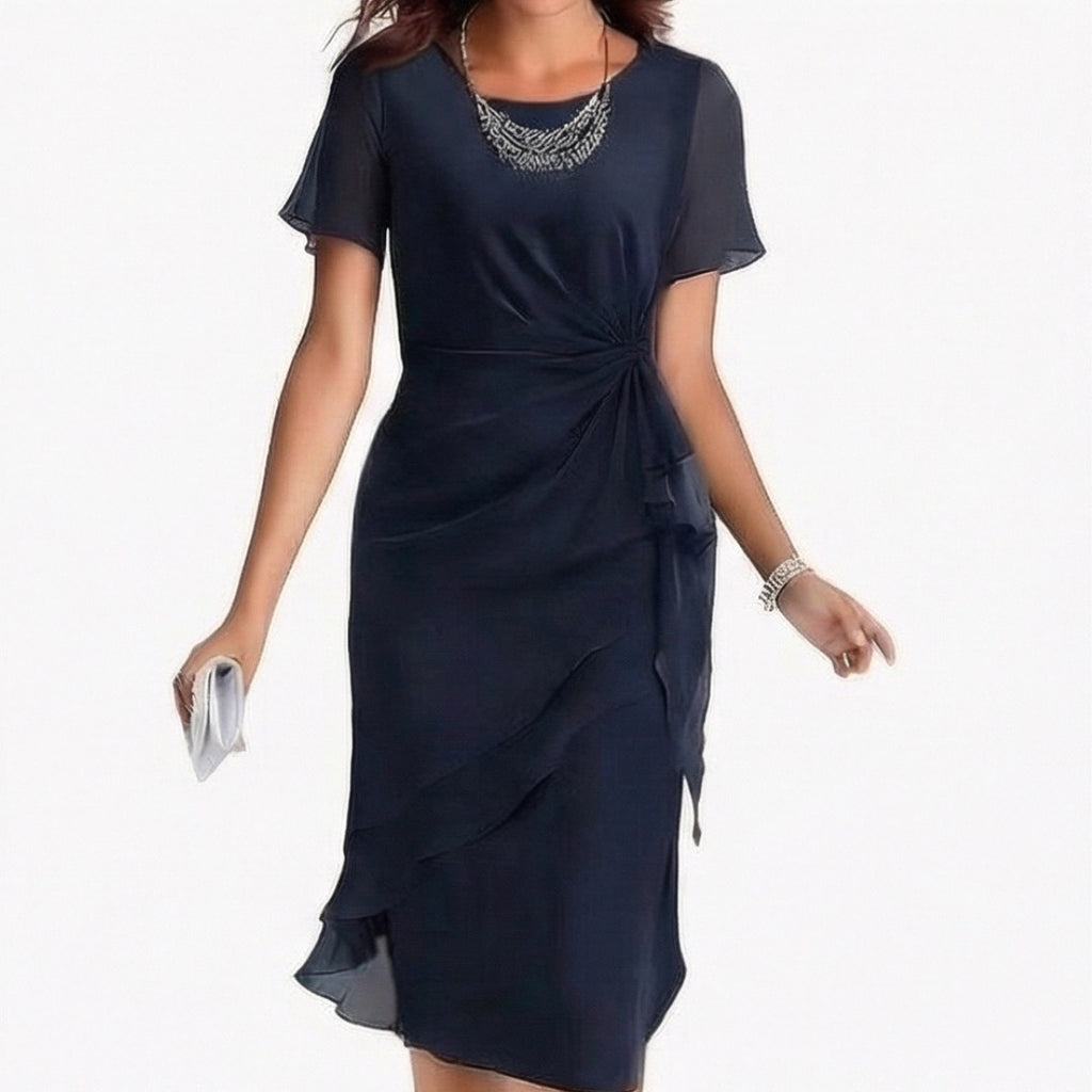 Women's Wedding Guest Evening Dress with Twist Knot Detail