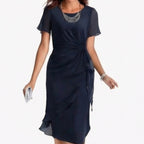 Women's Wedding Guest Evening Dress with Twist Knot Detail