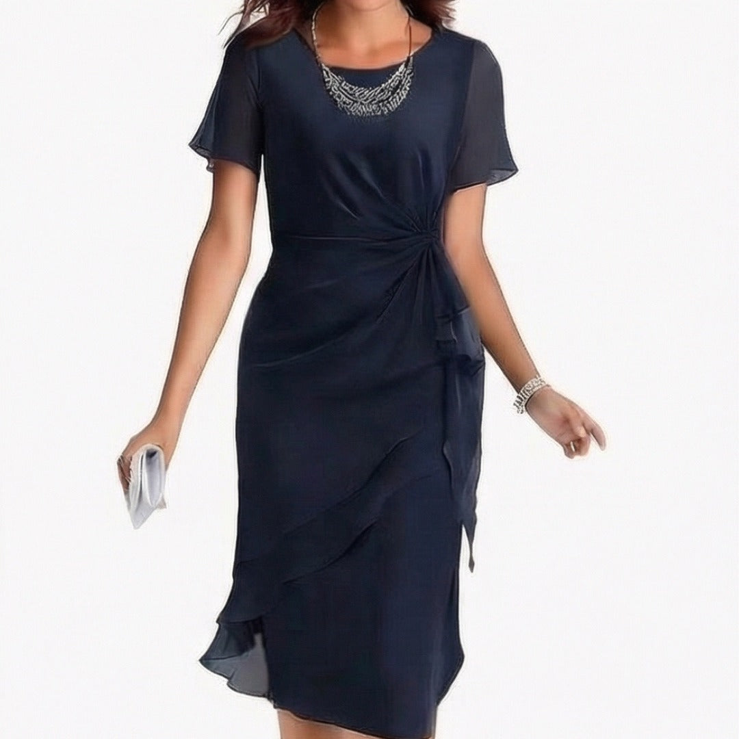 Women's Wedding Guest Evening Dress with Twist Knot Detail
