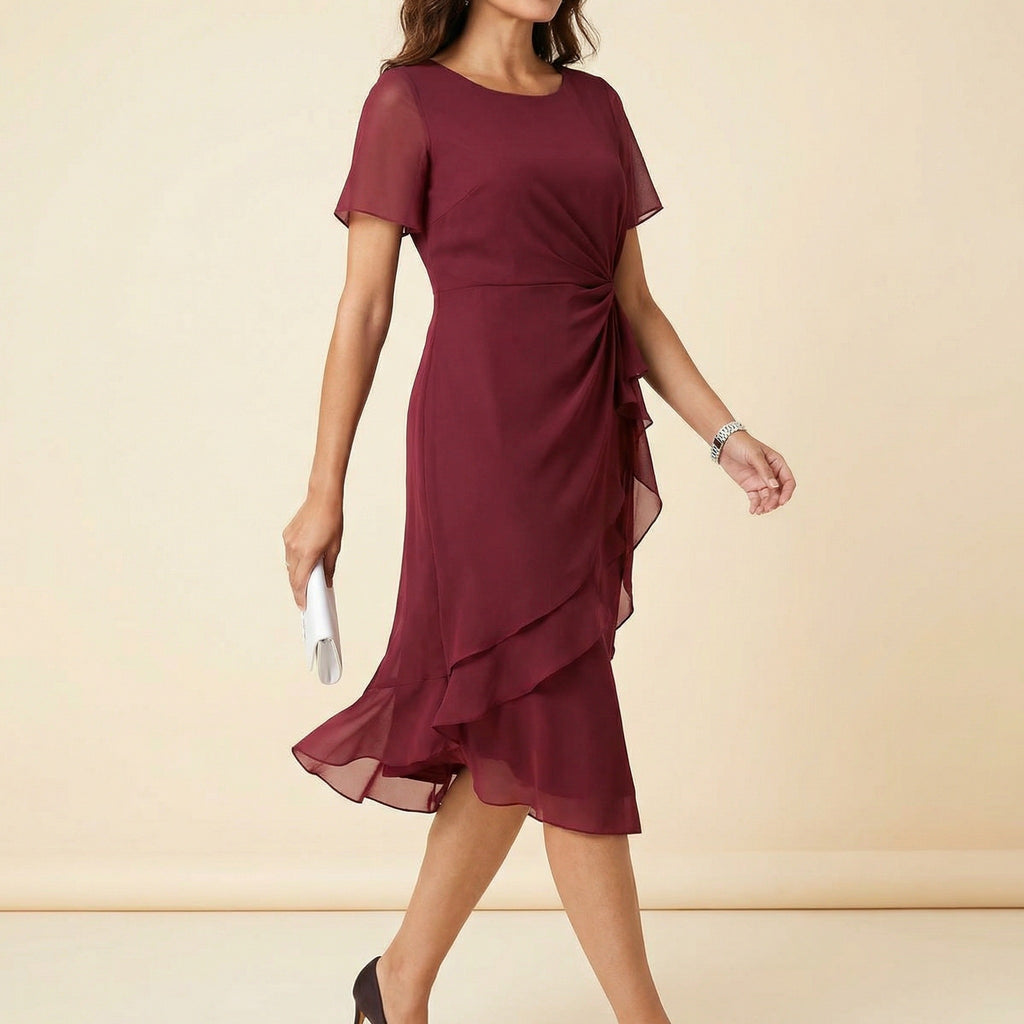 Women's Wedding Guest Evening Dress with Twist Knot Detail