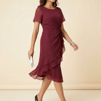 Women's Wedding Guest Evening Dress with Twist Knot Detail