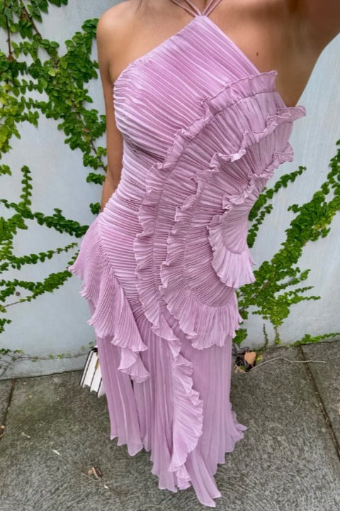 Women's Wedding Guest Evening Maxi Dress with Halter Neck