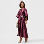 Women's Wedding Guest Evening Midi Dress with Jewel Brooch Detail
