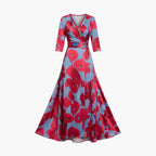 Women's Wedding Guest Floral Maxi Dress with V-Neck