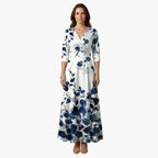 Women's Wedding Guest Floral Maxi Dress with V-Neck