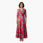 Women's Wedding Guest Floral Maxi Dress with V-Neck