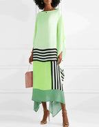 Women's Wedding Guest Maxi Dress with Batwing Sleeves and Asymmetric Hem