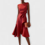 Women's Wedding Guest Midi Dress with Ruffle Hem
