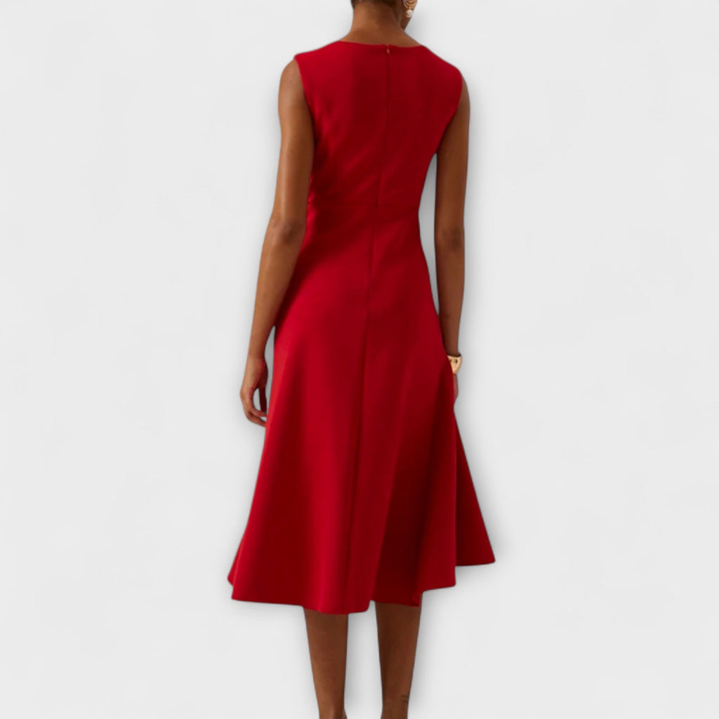 Women's Wedding Guest Midi Dress with Ruffle Hem