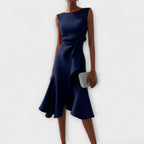 Women's Wedding Guest Midi Dress with Ruffle Hem