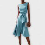 Women's Wedding Guest Midi Dress with Ruffle Hem