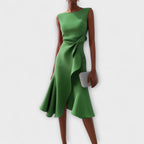 Women's Wedding Guest Midi Dress with Ruffle Hem