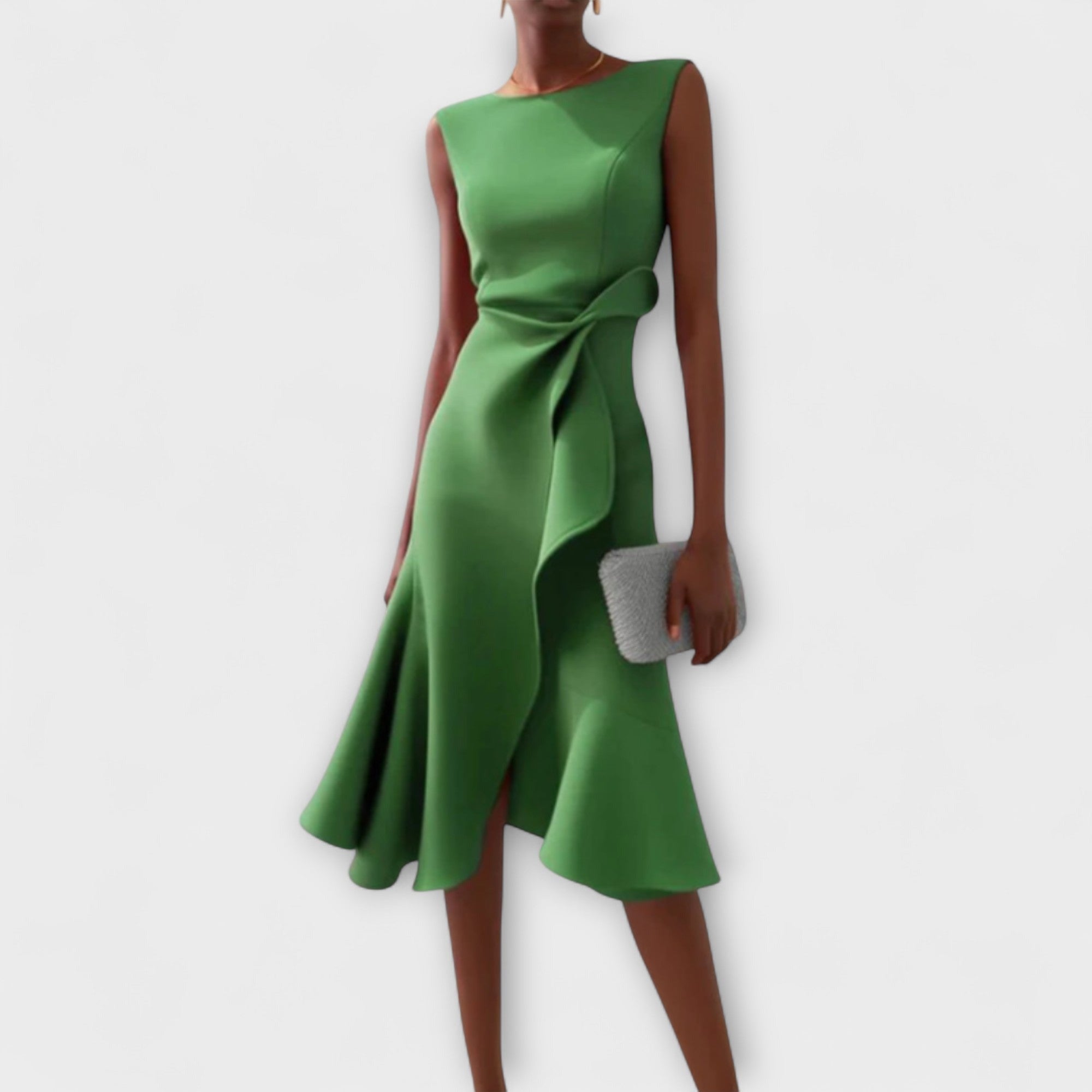 Women's Wedding Guest Midi Dress with Ruffle Hem