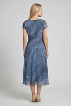 Women's Wedding Guest Midi Dress with V-Neck