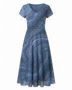 Women's Wedding Guest Midi Dress with V-Neck