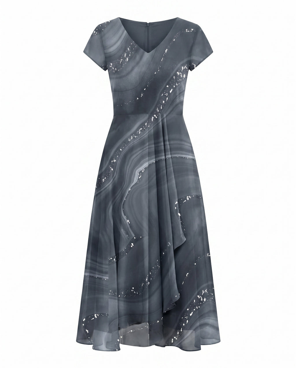 Women's Wedding Guest Midi Dress with V-Neck