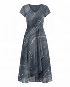 Women's Wedding Guest Midi Dress with V-Neck