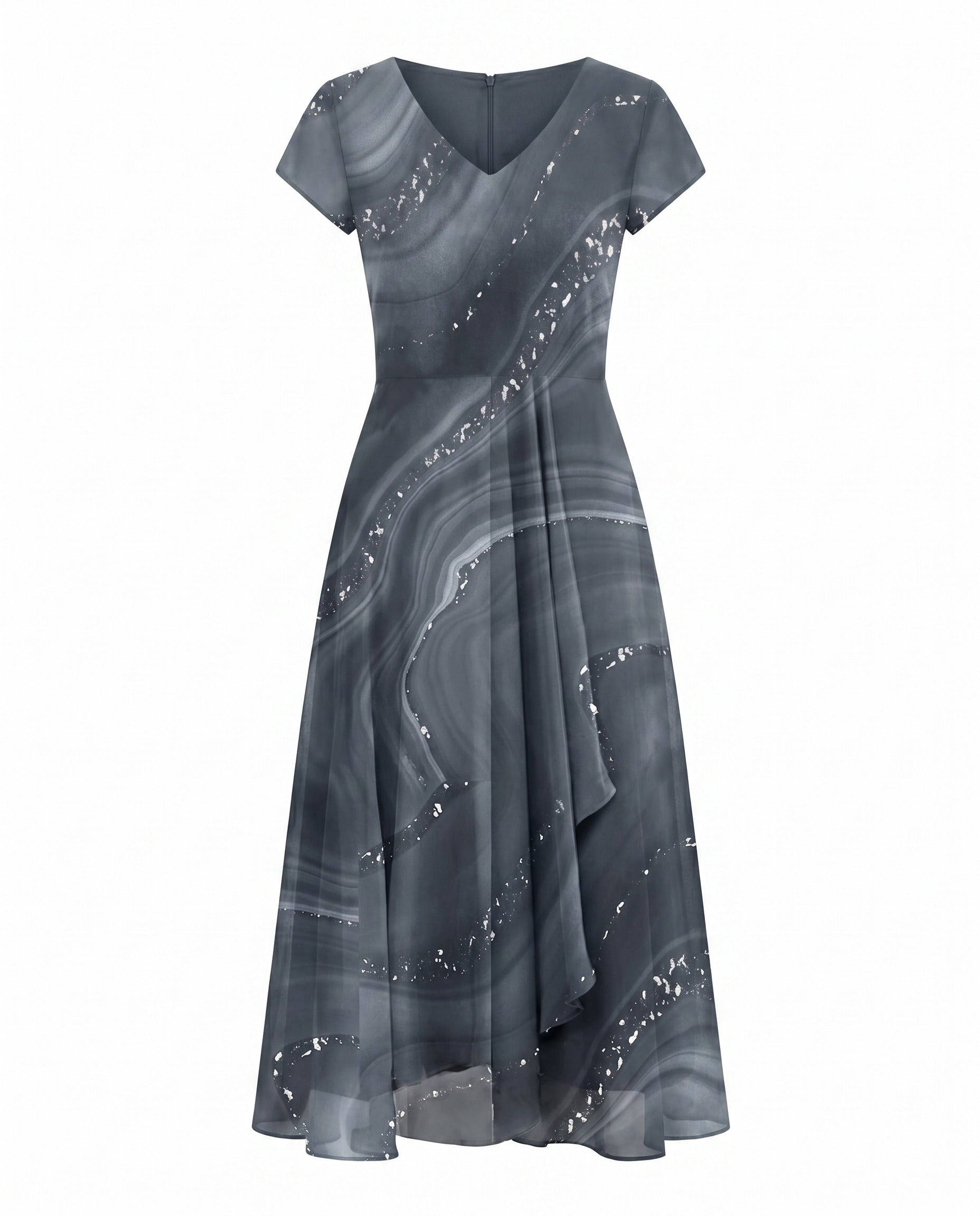 Women's Wedding Guest Midi Dress with V-Neck